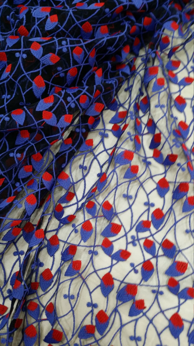 3d black lace with blue and red