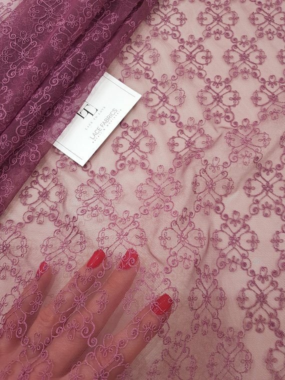 Pink Lace band French chantilly lace Meter