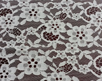 Ivory lace fabric, Embroidered lace, French Lace