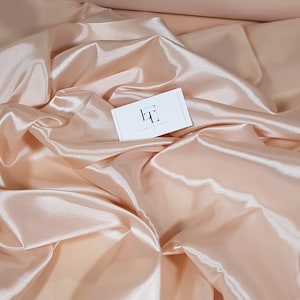 Salmon pink elastic lining fabric, light pink lining sold by the meter, PZ005