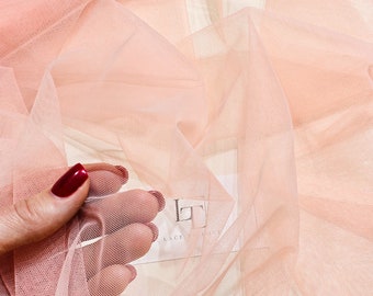 Salmon pink tulle fabric, pink tulle fabric sold by the meter, width 135 cm, T13175