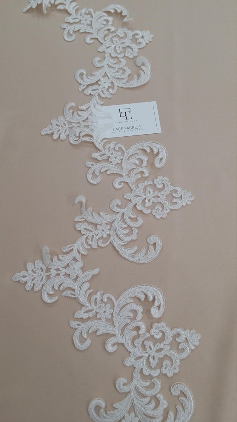 Cream lace trim, Ivory Alencon lace ribbon, EEV2113 image 1