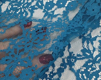 Blue lace trim, French lace fabric