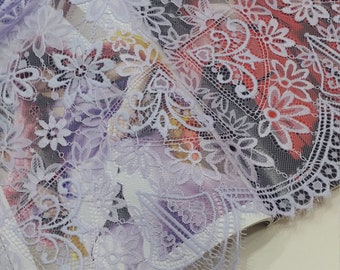 Purple lace, Chantilly lace fabric, French by the meter