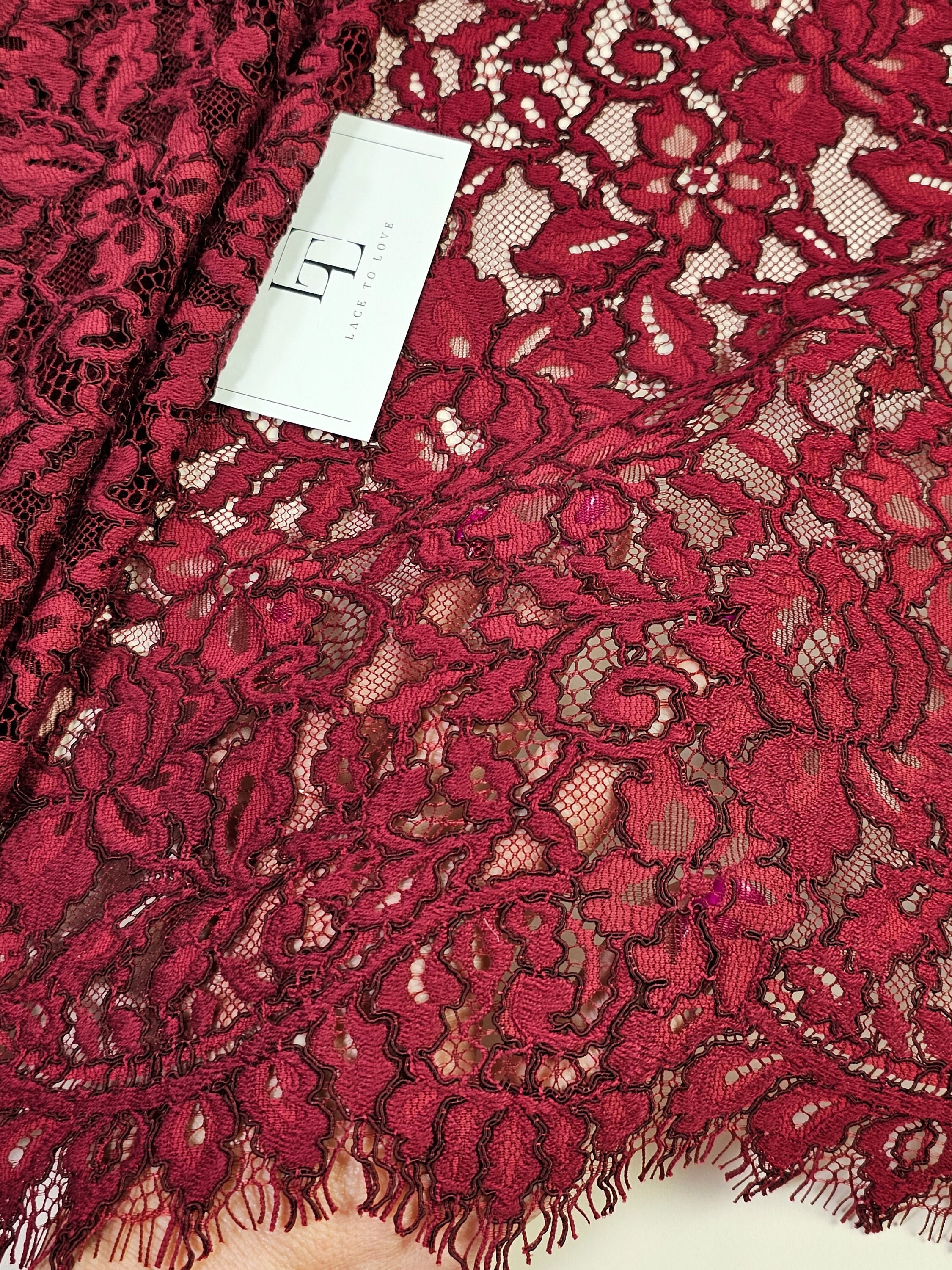 Wine Red Lace Fabric for Dance Dress Heavy Burgundy Guipure Lace Fabrics by the Meter L880082 Etsy