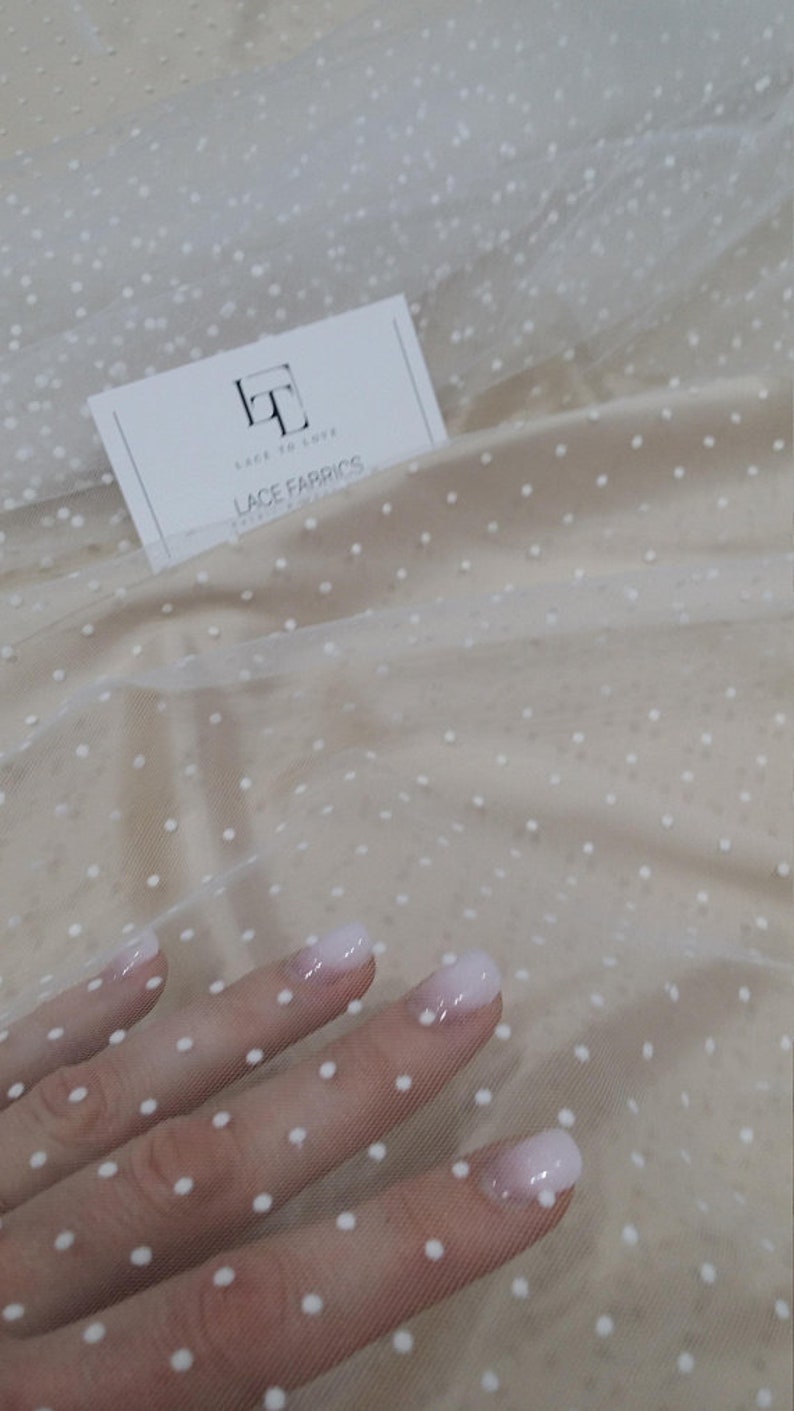tulle meterware TK9504 White tulle fabric with dots