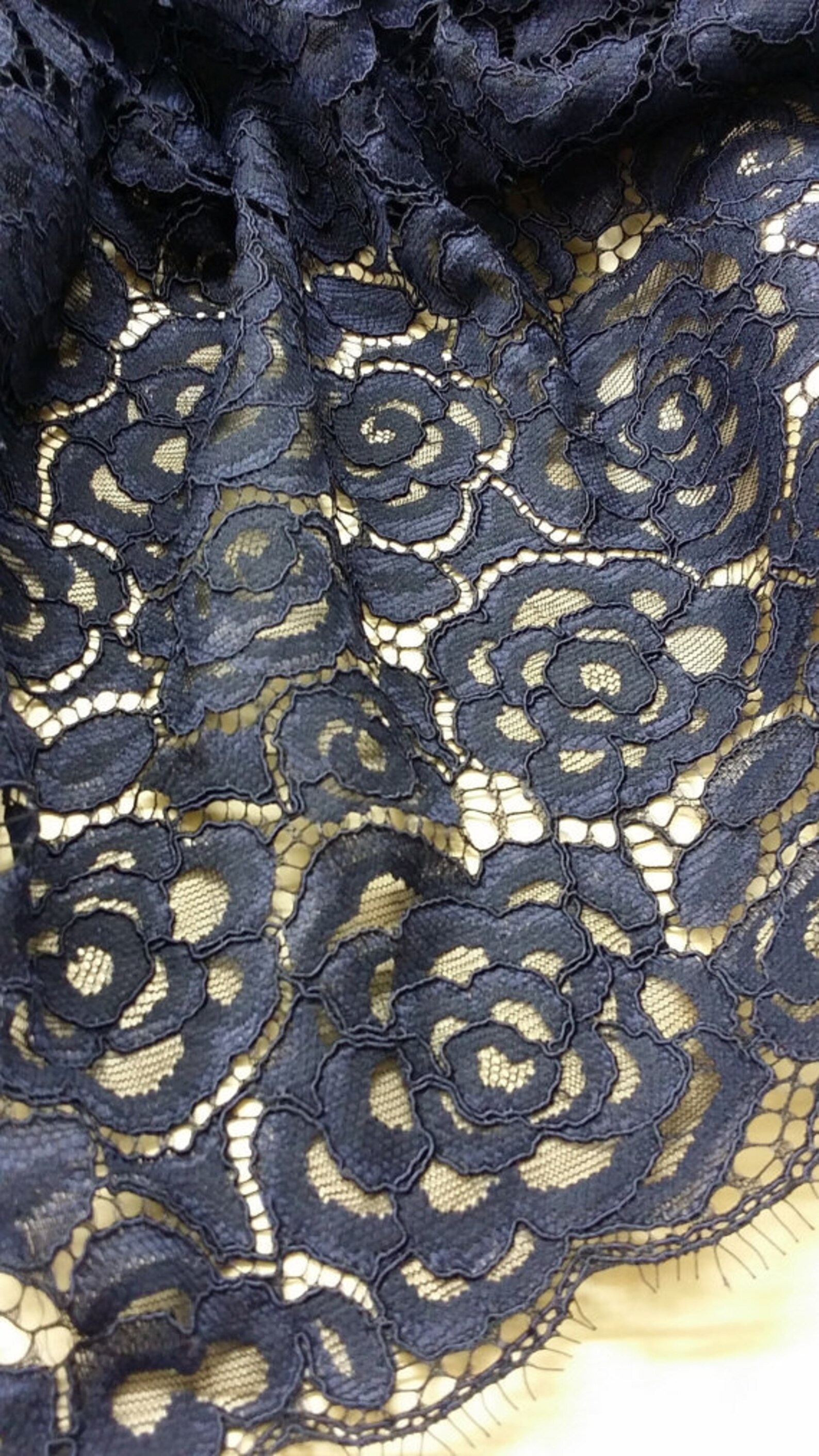 Blue Lace Fabric Blue Spanish Lace Fabric Meterware Etsy