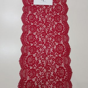 レッドレーストリム、Lace To Loveによるピンクアランソンレース、メートルによるレッドピンクスパニッシュレース生地LL1901