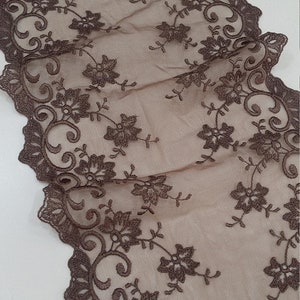 Brown lace trim, brown lace ribbon by the meter BJL9007