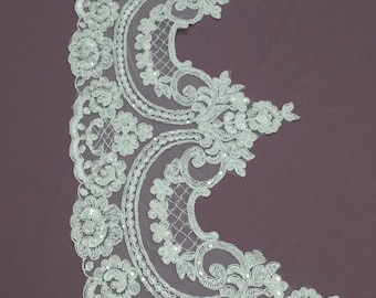 Cream lace trim, pearls, white wedding lace (sold by the meter)