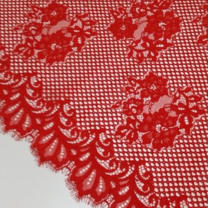 Red lace, Red Spanish Alencon lace fabric by the meter