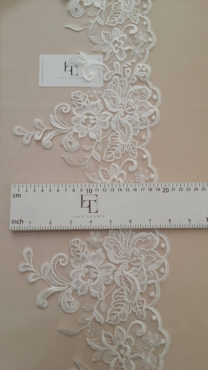 Cream lace trim, Ivory Alencon lace fabric, EEV2087 image 3