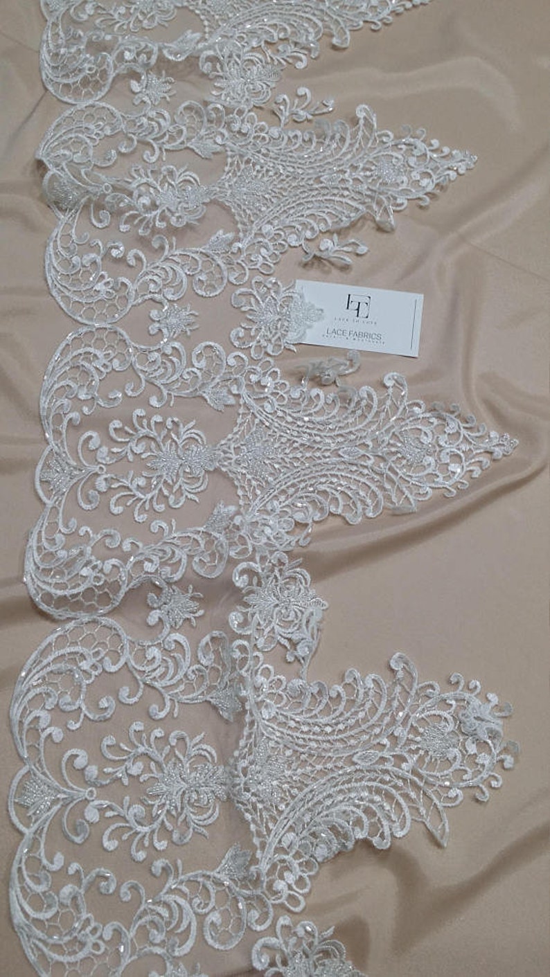EEV2122 Cream lace brilted beads white wedding tip