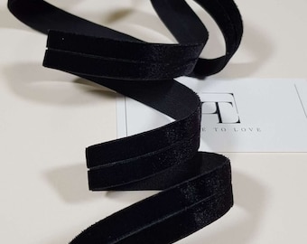 Black Velvet Elastic Ribbon for Decoration, Crafts and Fashion - Sold by the Meter - ST1026