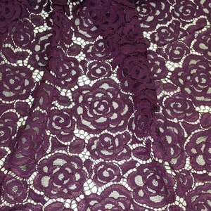Dark purple lace fabric, French lace fabric