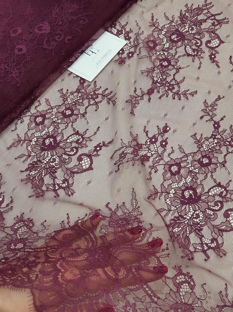 Purple Lace Violet French Lace Fabric Meterware L83327 | Etsy
