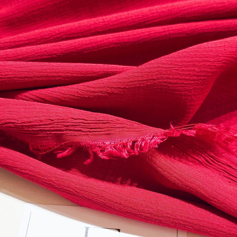 Raspberry Red Muslin by the Meter, 130 Cm Wide, Red Muslin Fabric for