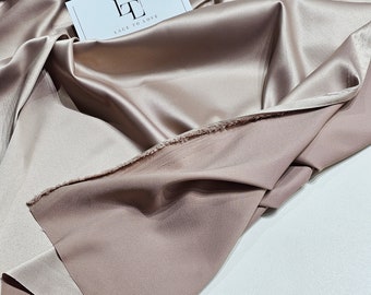 Grayish beige elastic satin fabric, skin colored elastic satin fabrics by the meter, LS6792