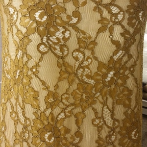 Brown lace, Spanish Alencon lace fabric by the meter
