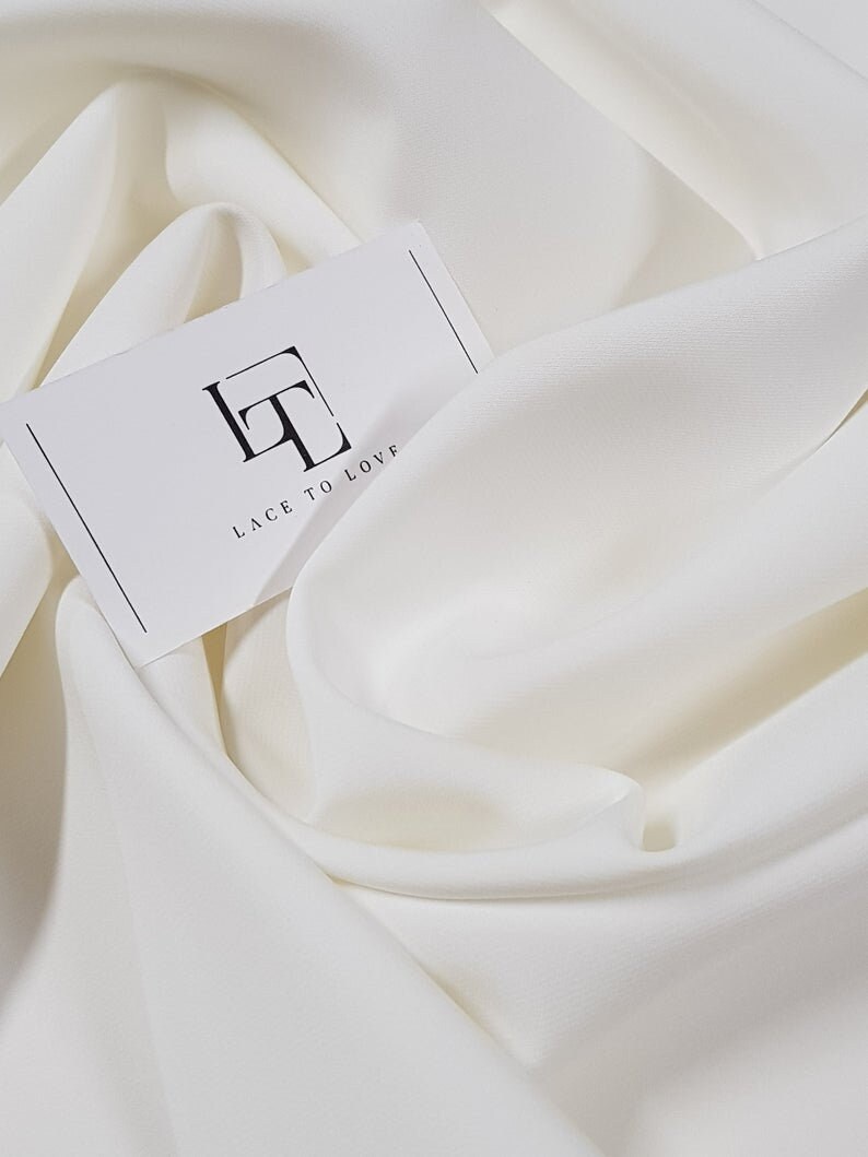 Ivory stretch crepe fabric by the meter, cream crepe fabric, wedding dress fabric, skirt fabric, bridal fabric, KLT001