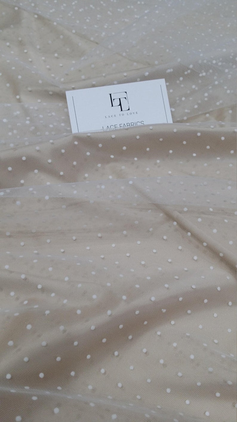 tulle meterware TK9504 White tulle fabric with dots