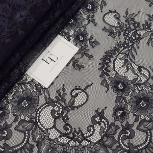 Blue Chantilly eyelash lace fabric by the meter, JK10107