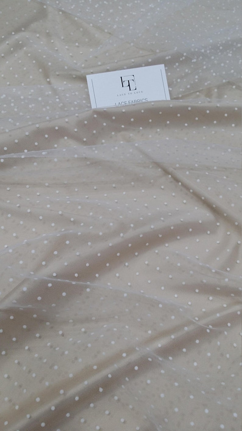 tulle meterware TK9504 White tulle fabric with dots