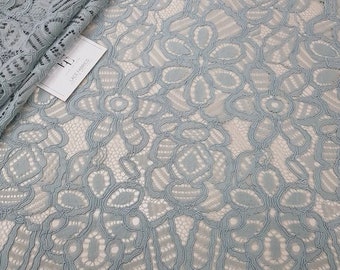 Gray lace, French lace fabric, Gray lace fabric by the meter, LL89411