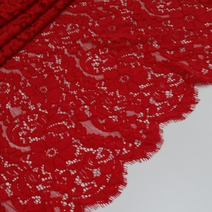 Red Lace, Red Spanish Alencon Lace Fabric