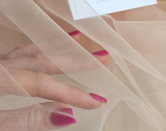 Beige tulle fabric, skin-colored tulle fabric by the meter, width 300 cm, TAK1003