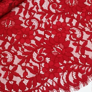 Red lace, red Spanish Alencon lace fabric, L110094