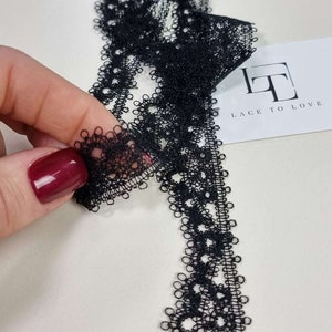 Pizzo nero, pizzo Alencon, tessuto in pizzo spagnolo al metro FL47915