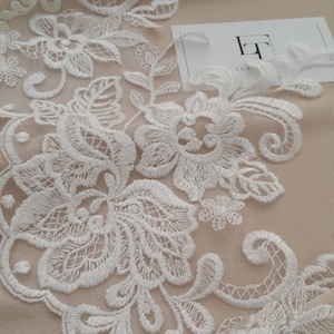 Cream lace trim, Ivory Alencon lace fabric, EEV2087 image 1