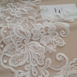 Cream lace trim, Ivory Alencon lace fabric, EEV2087 image 1