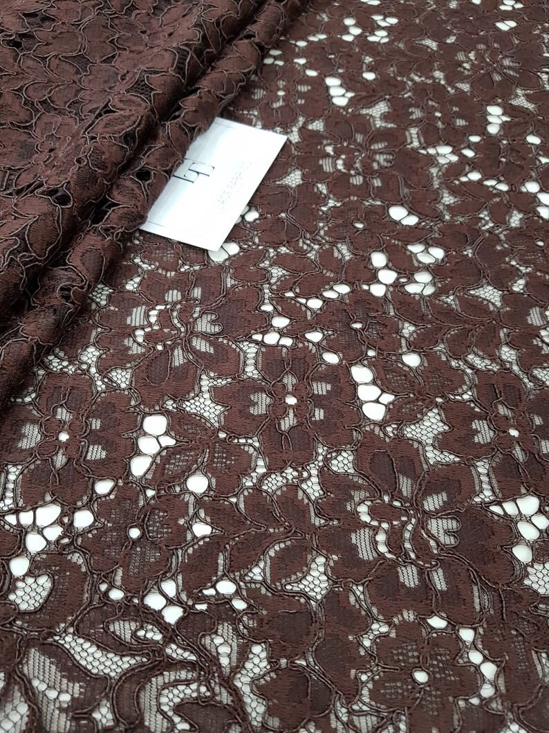 Brown Lace Fabric Spanish Lace Fabric Bridal Lace Wedding Etsy UK
