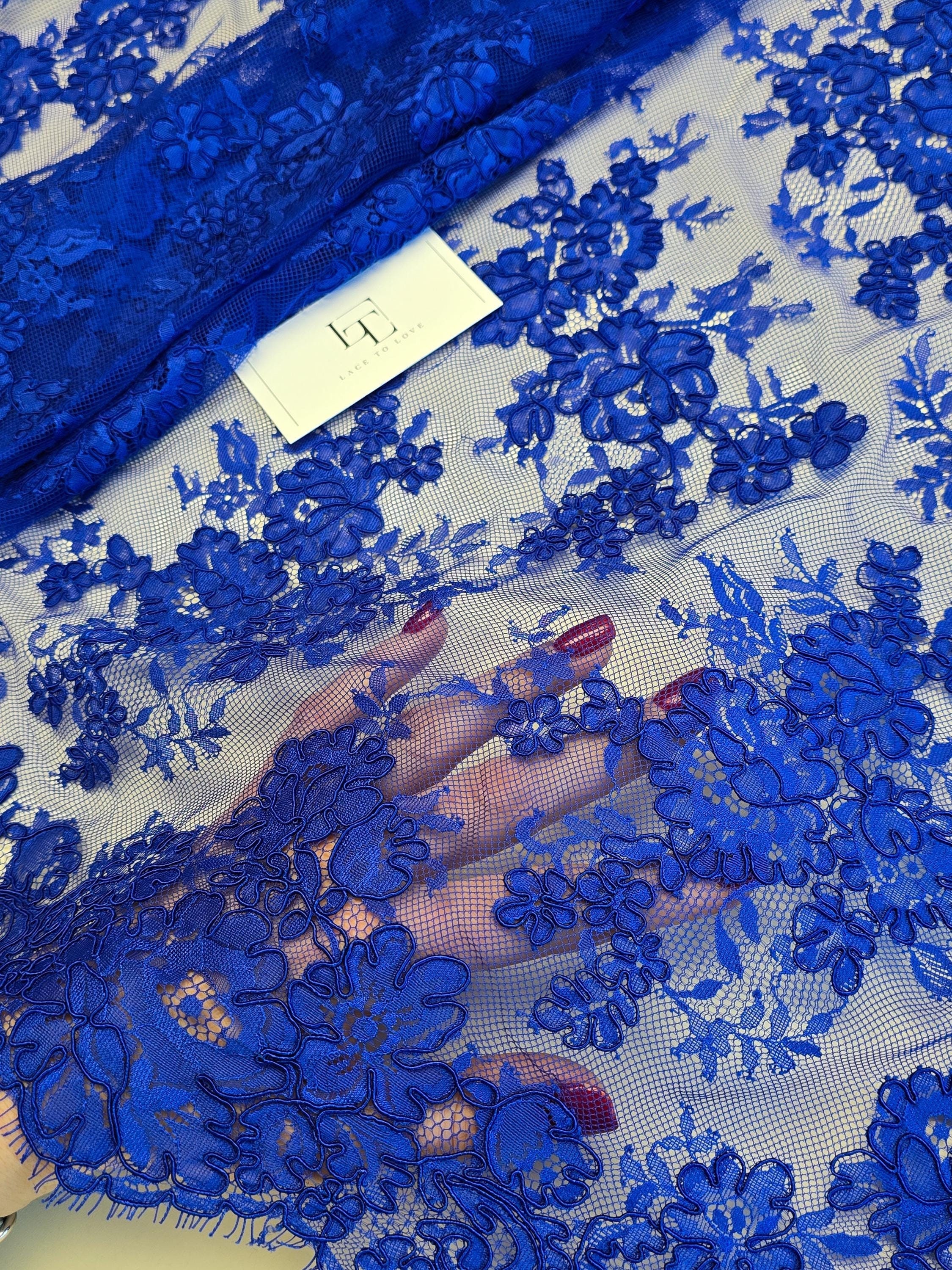 Dentelle Vintage Fleurie Bleue - 2 Cm X 300 Cm, Occasion, Pour Couture Et Déco