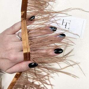 Brown natural ostrich feathers on a ribbon, MC053