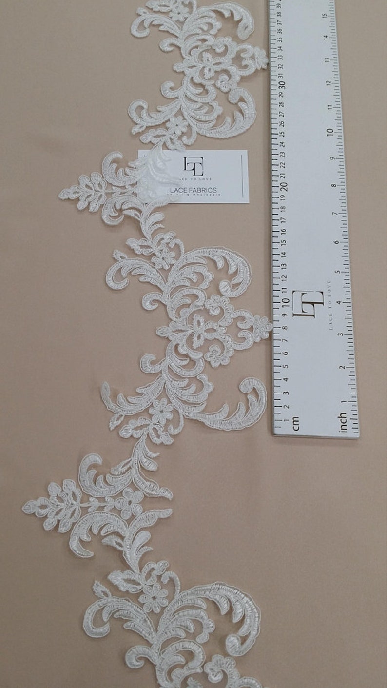 Cream lace trim, Ivory Alencon lace ribbon, EEV2113 image 3