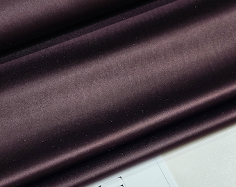 Brown elastic satin fabric, dark brown stretch satin fabric by the meter, LS6794