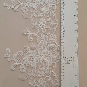 Cream lace trim, Ivory Alencon lace fabric, EEV2087 image 4