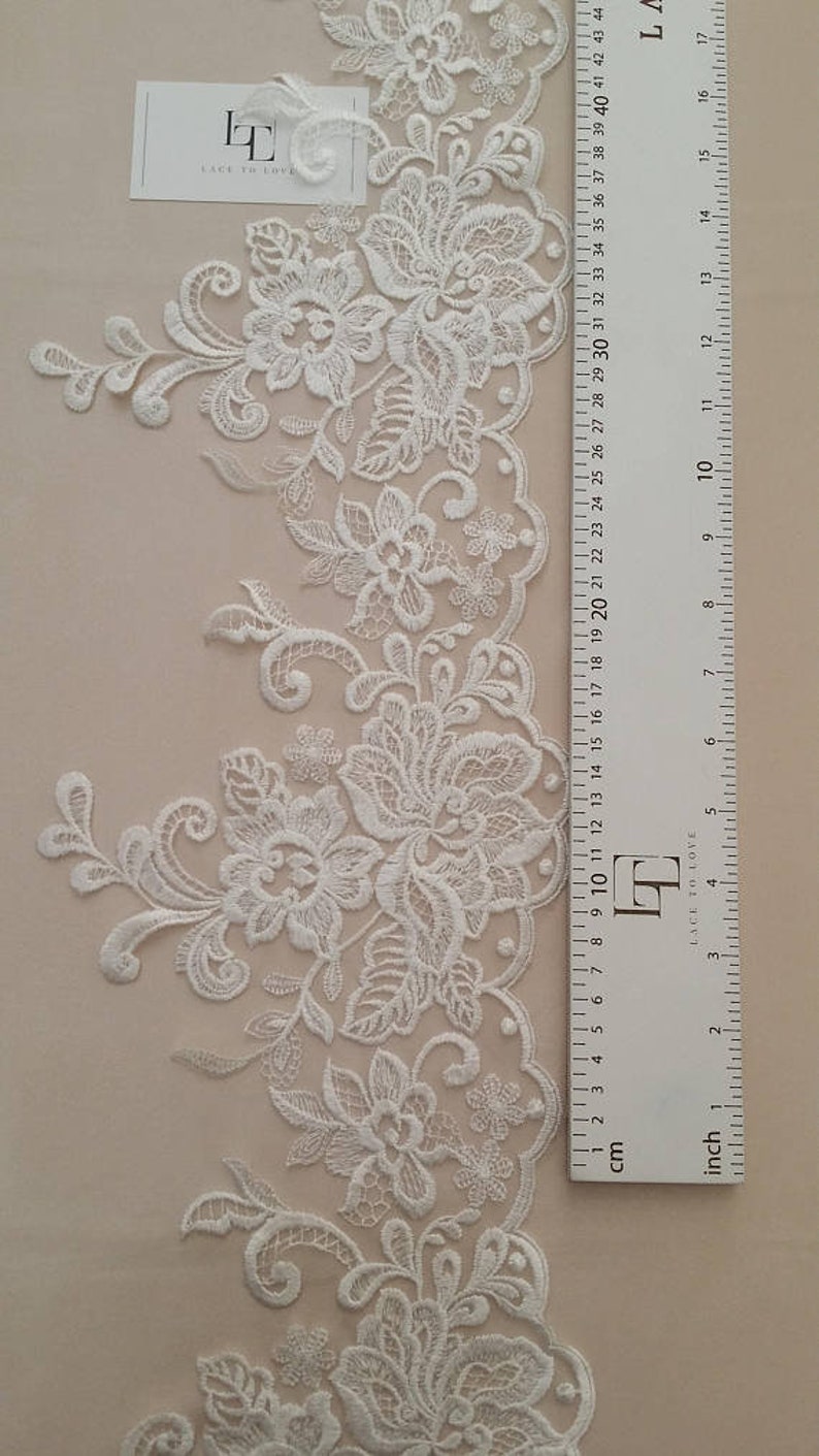 Cream lace trim, Ivory Alencon lace fabric, EEV2087 image 4