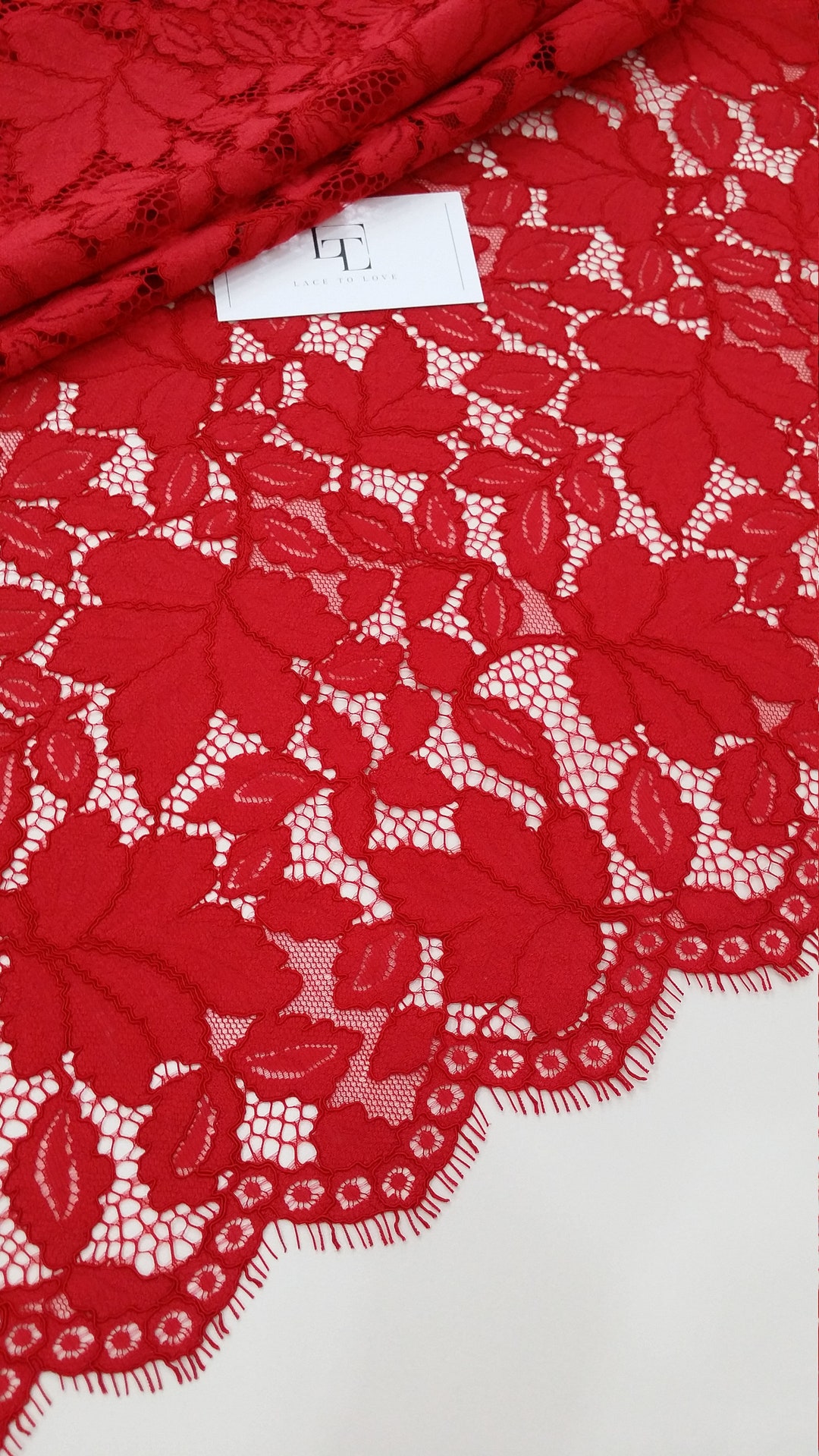 Pink Lace Red Alencon Lace Fabric LL89641 - Etsy