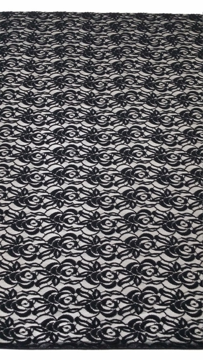 Black Lace Lace fabric with wool