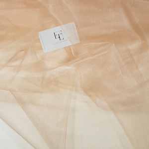 Beige tulle fabric, shiny tulle fabric by the meter, 300 cm wide TT6034