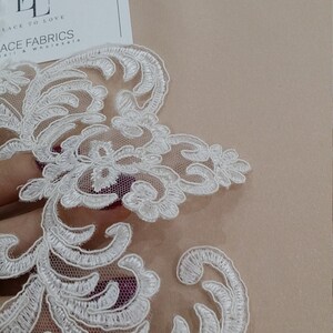 Cream lace trim, Ivory Alencon lace ribbon, EEV2113 image 2