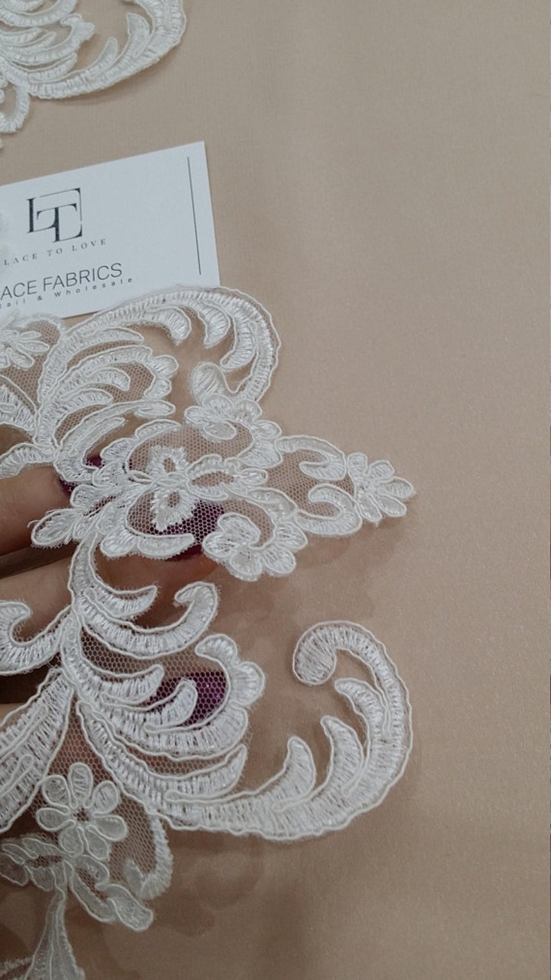 Cream lace trim, Ivory Alencon lace ribbon, EEV2113 image 2