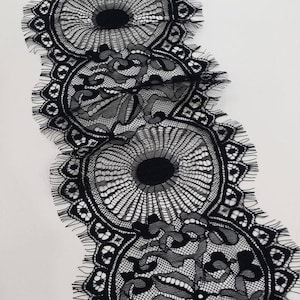 Schwarze Spitzenborte, Französische Spitze Stoff meterware, BJL9001