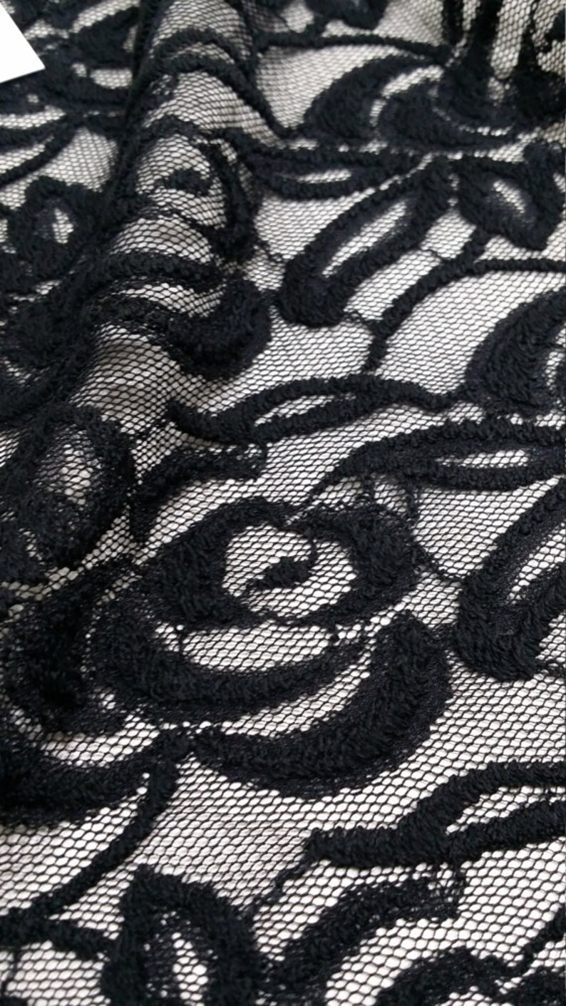 Black Lace Lace fabric with wool
