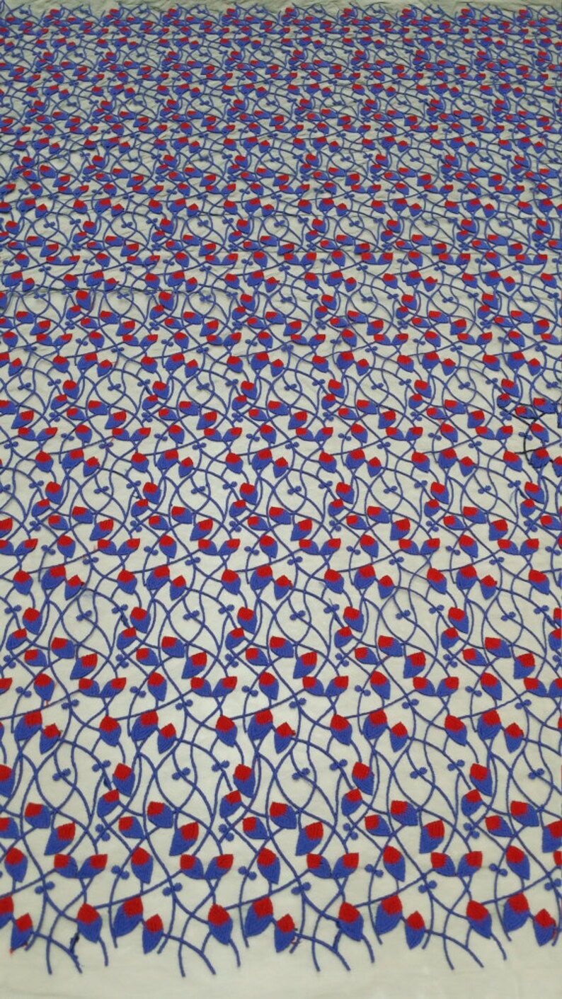 3d black lace with blue and red