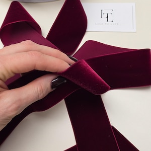 Ruban de velours rouge vin bordeaux pour la décoration, l'artisanat et la mode, vendu au mètre, ST1092